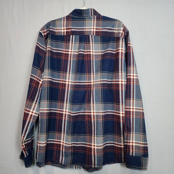 Eddie Bauer‎ Blue Orange Plaid Flannel Shirt Button Up Mens Size 2XL - Picture 3 of 6